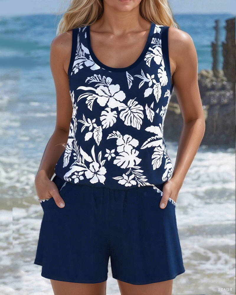 Badedragt Todelt Afslappet Ferie Stil