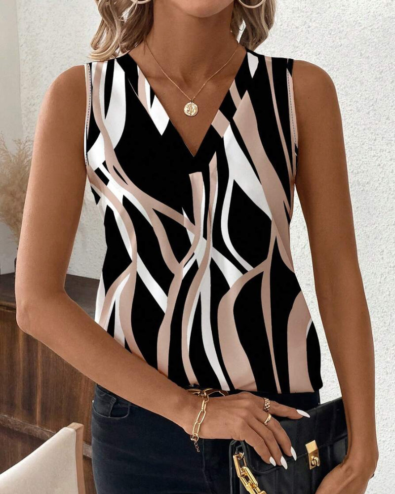 Vest V-hals Blomster Ærmeløs