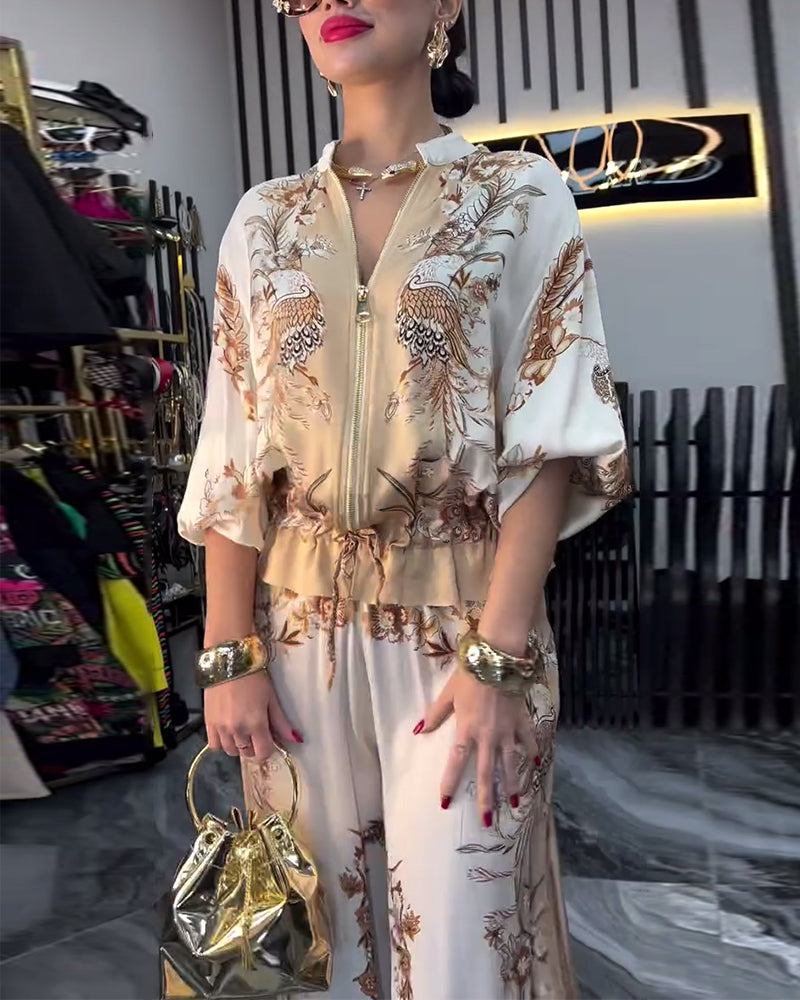 Bredbenet Jakkesæt Temperament Stående Krave Lynlås