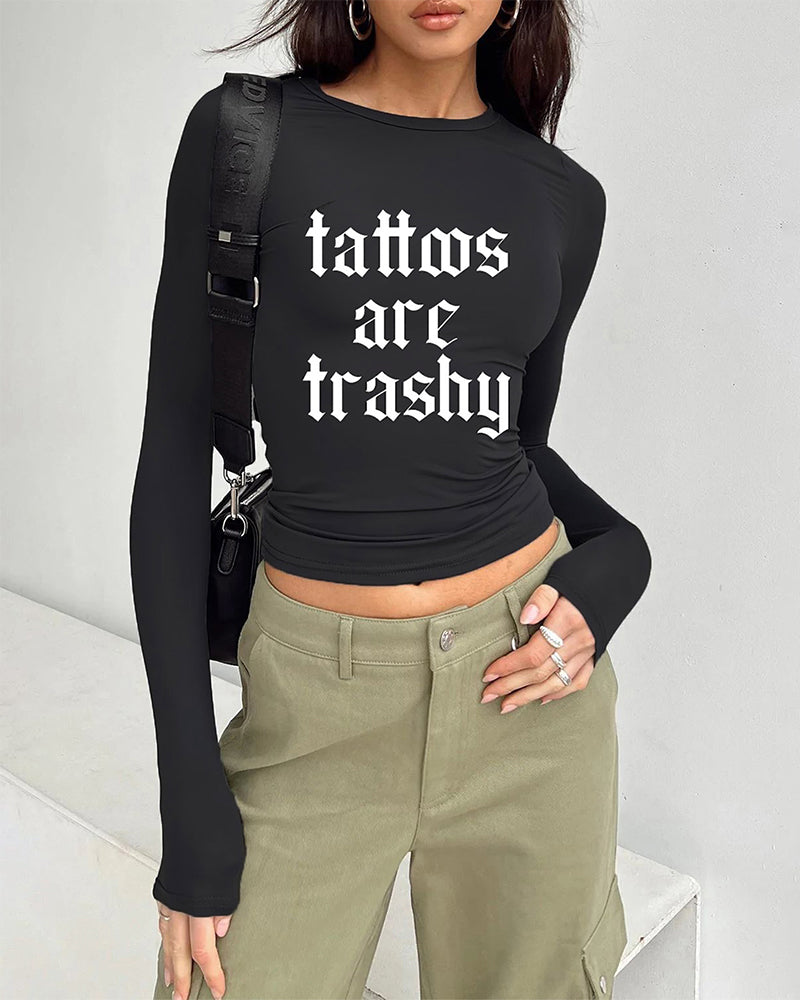 T-Shirt Tætsiddende Langærmet