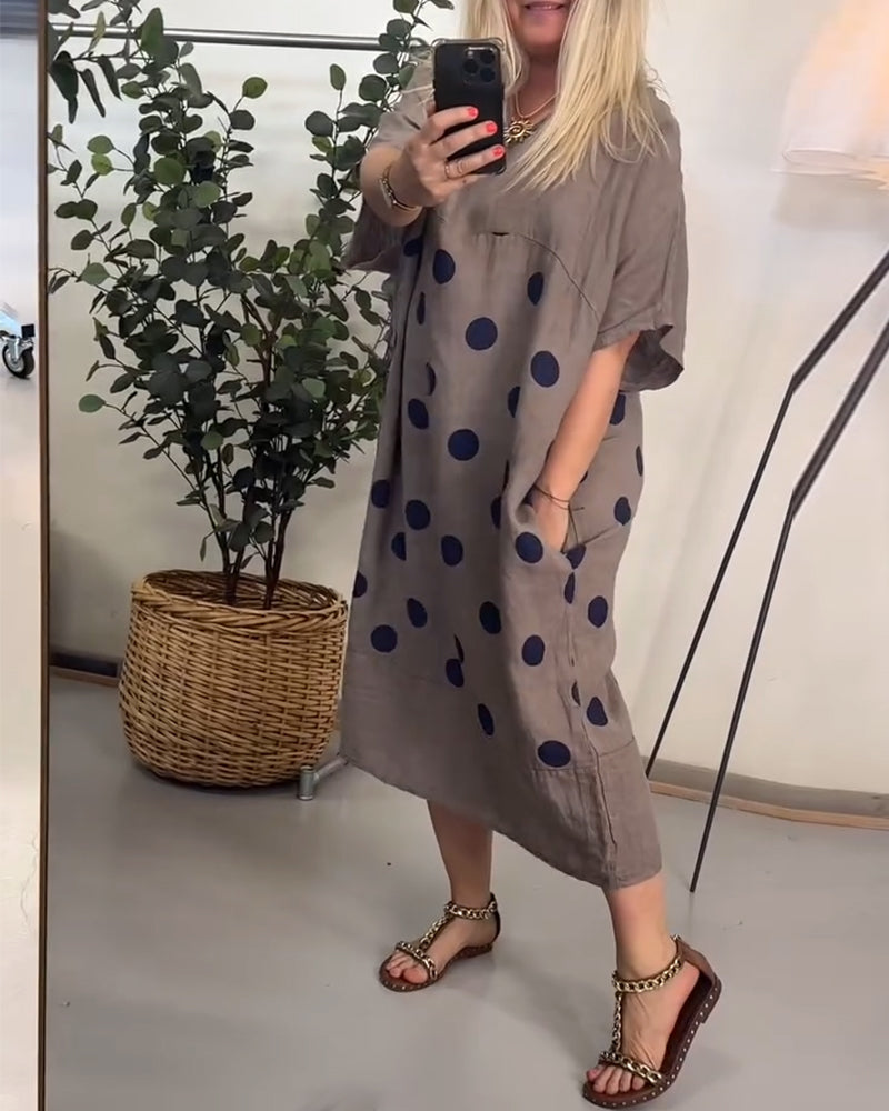 Kjole Løs Afslappet Prik Tryk