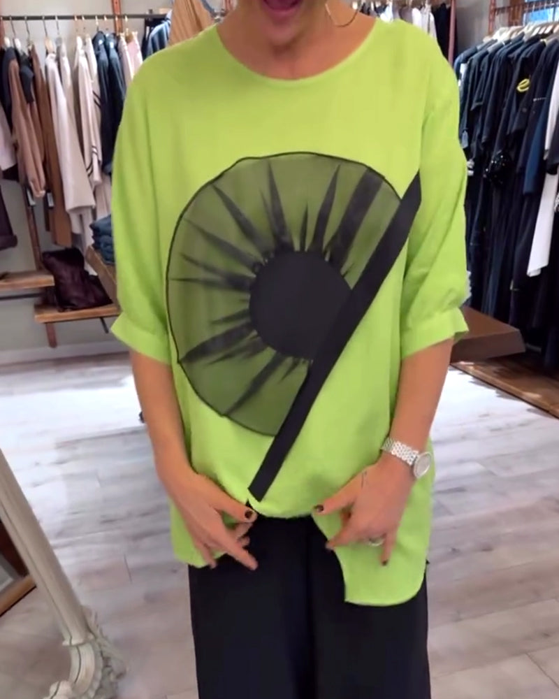 T-Shirt Blomsterprint Kortærmet Afslappet