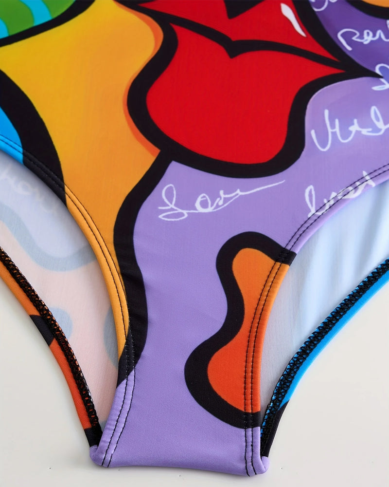 Badedragt Ærmeløs Trykt En-Del