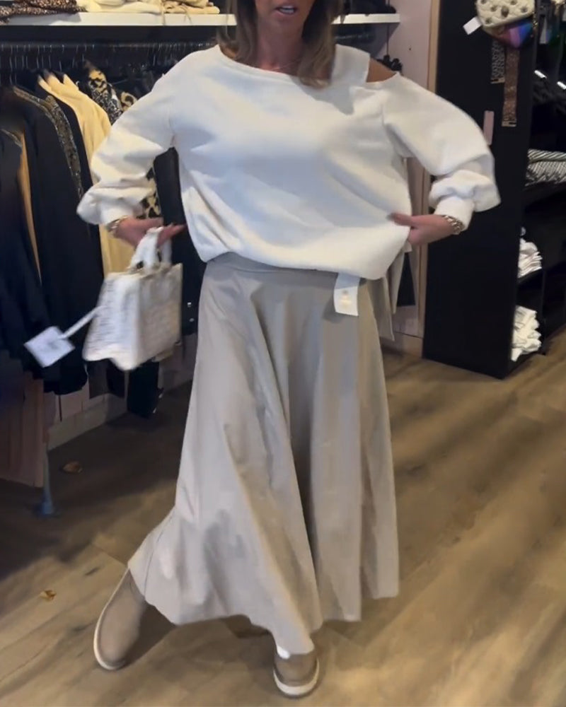 Sweatshirt i løs pasform med bare skuldre