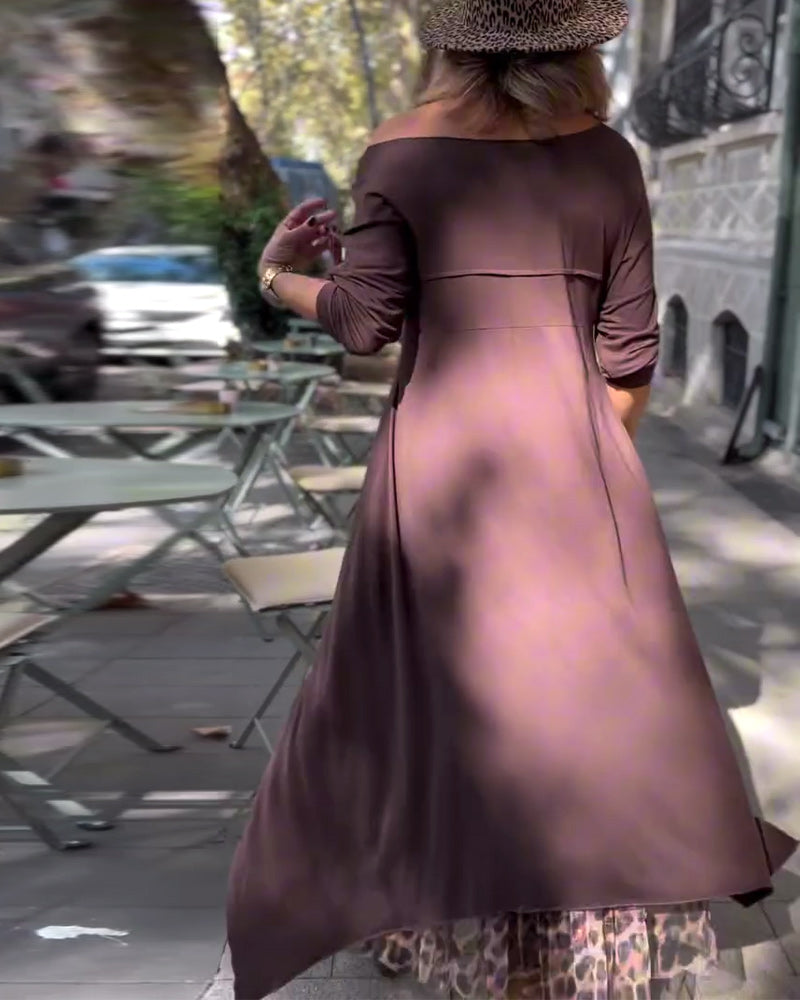 Kjole Langærmet Ensfarvet Uregelmæssig