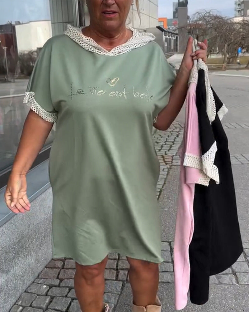 Kjole Afslappet Løs Med Hætte