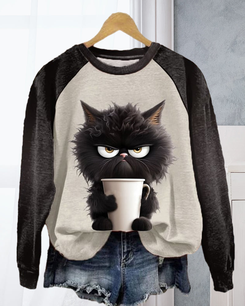 Sweatshirt med kattemotiv