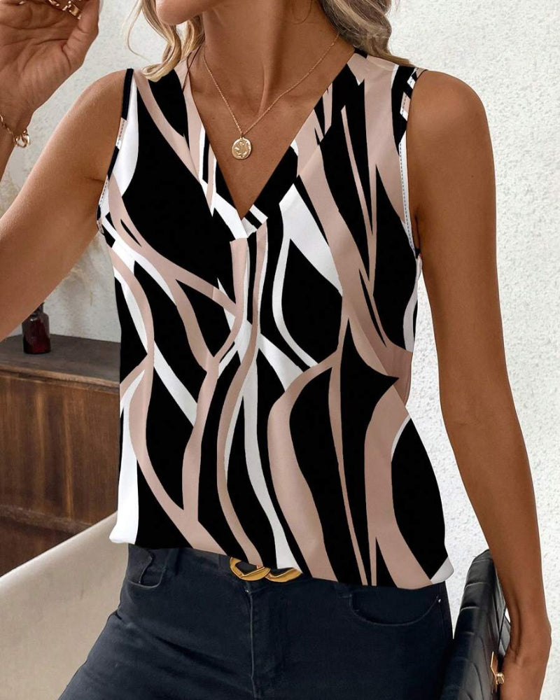 Vest V-hals Blomster Ærmeløs