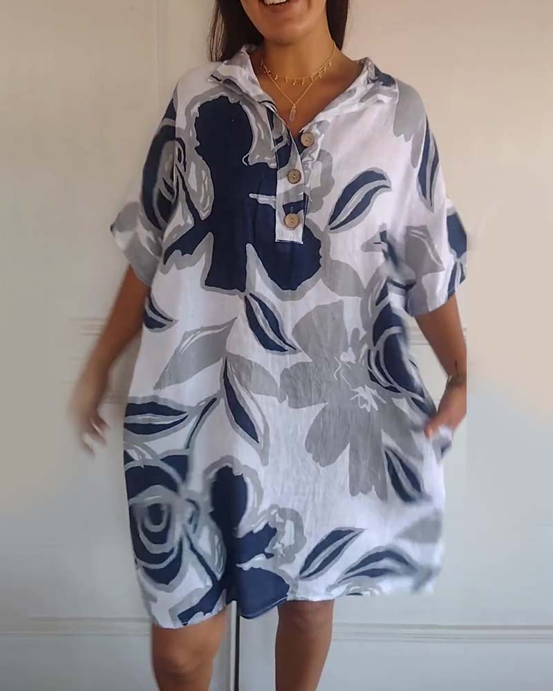 Skjortekjole i afslappet pasform med print