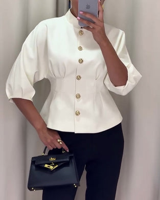 Ensfarvet enkeltradet elegant jakke