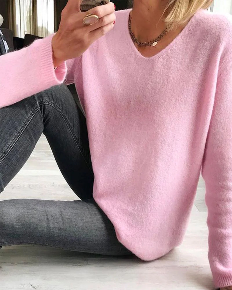 Enkel lyserød sweater