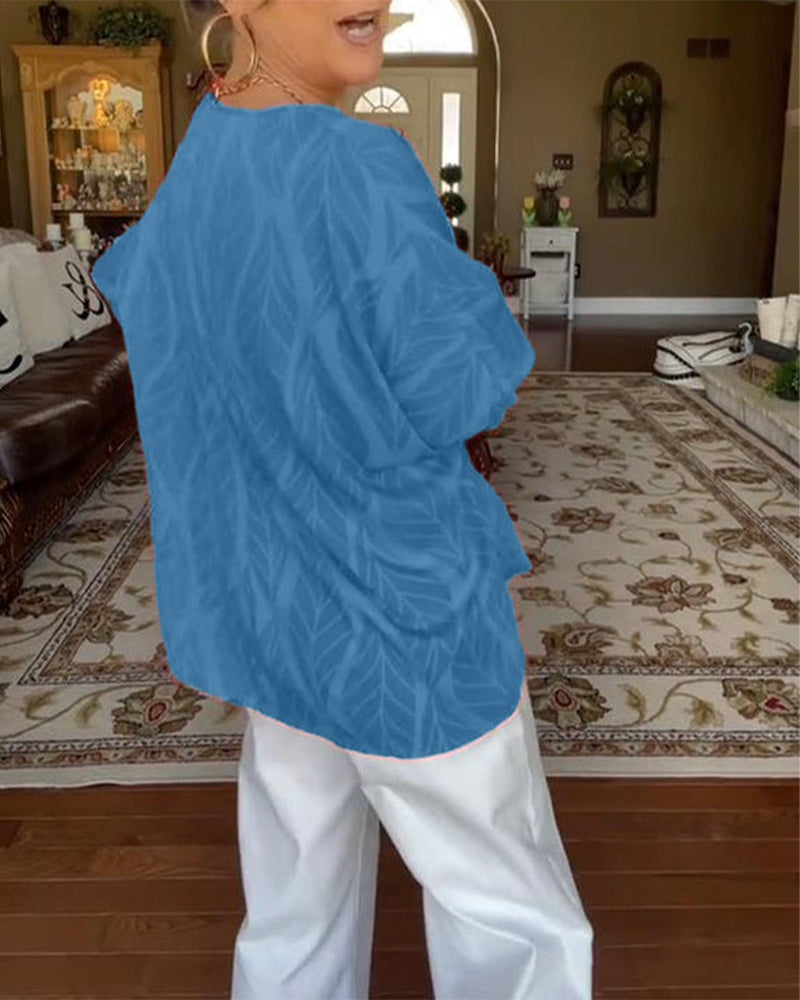 Bluse Rund Hals Løs Print