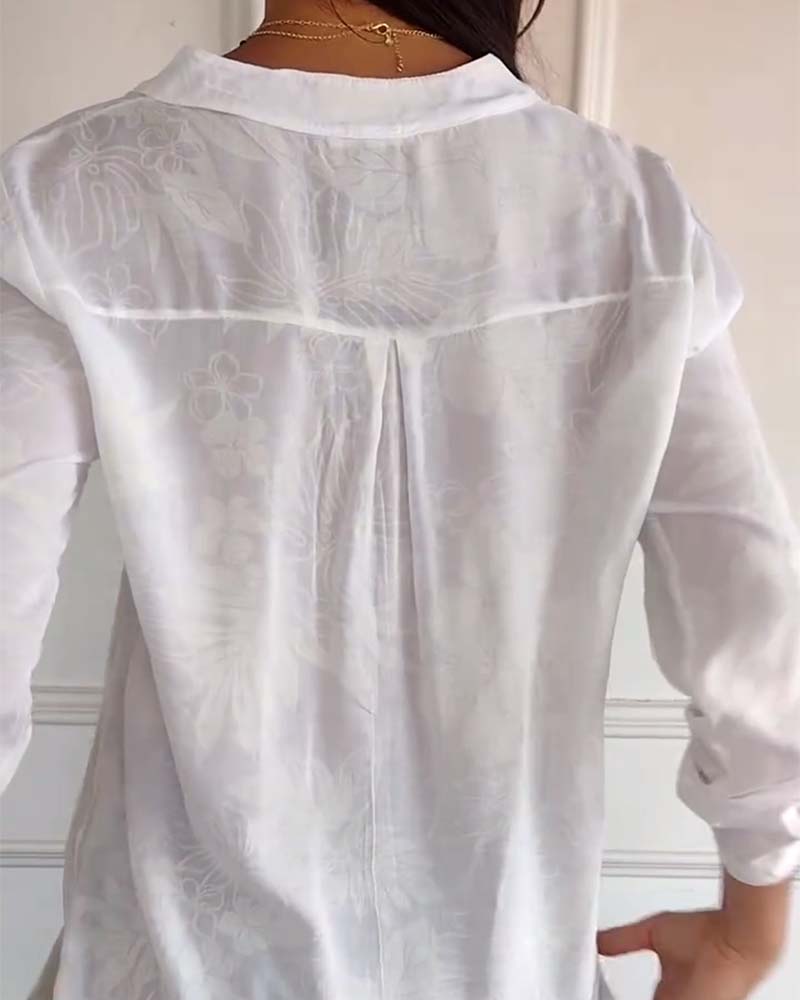 Patchwork top med pailletter med bladtryk