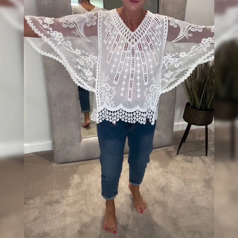 Bluse V-Hals Stilfuld