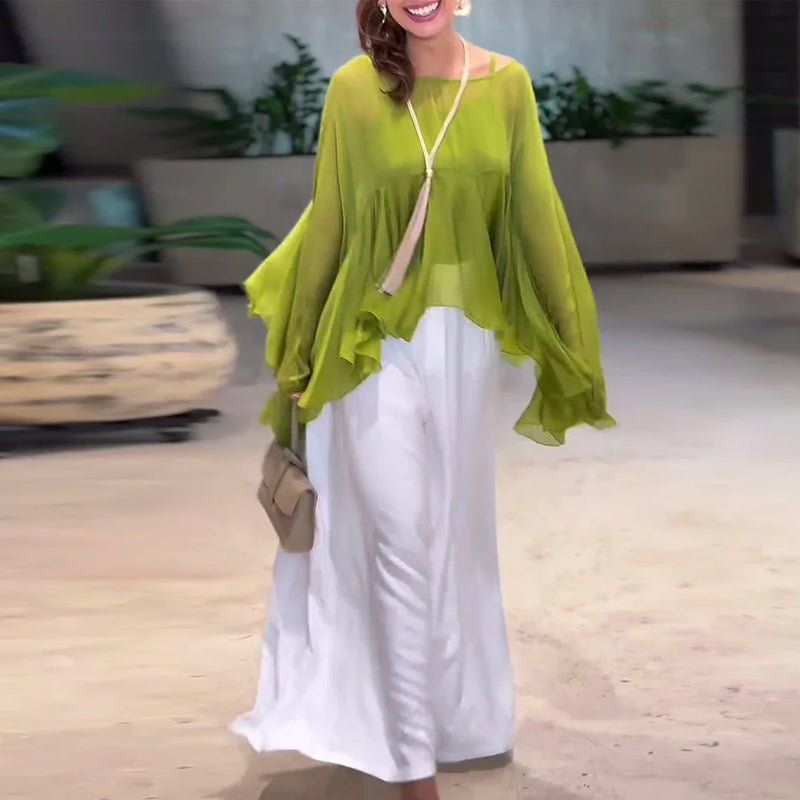 Bluse Med Elegant Ensfarvet Look