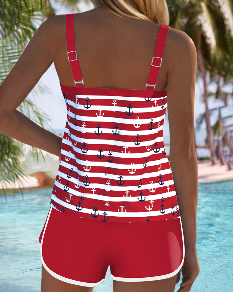 Badedragt Trykt Bærestrops-Shorts