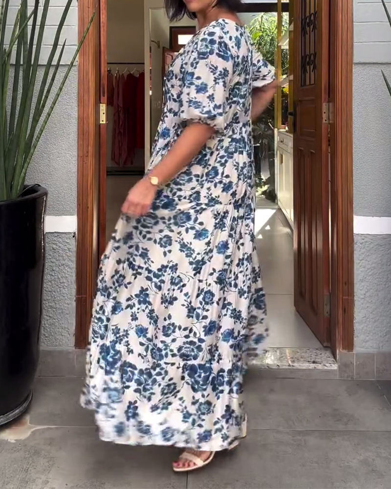 Kjole Kortærmet Blomsterprint