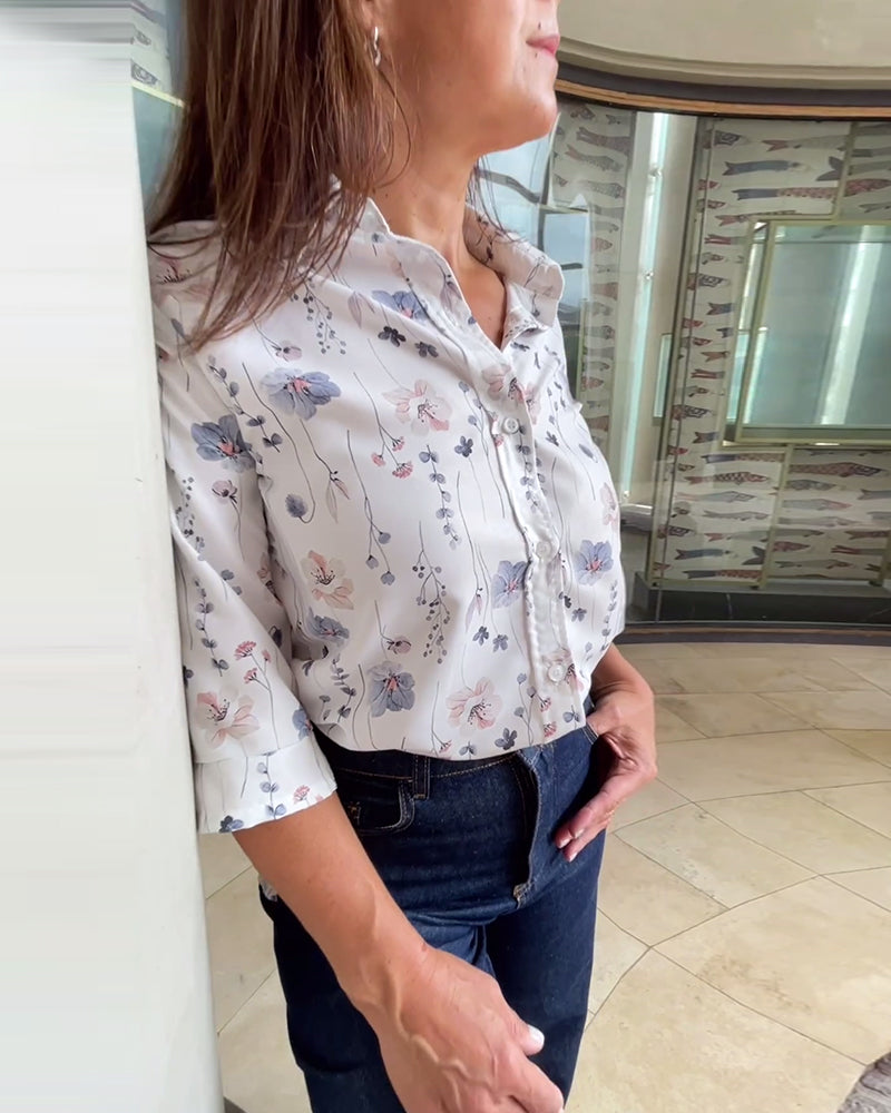 Hvid skjorte med print