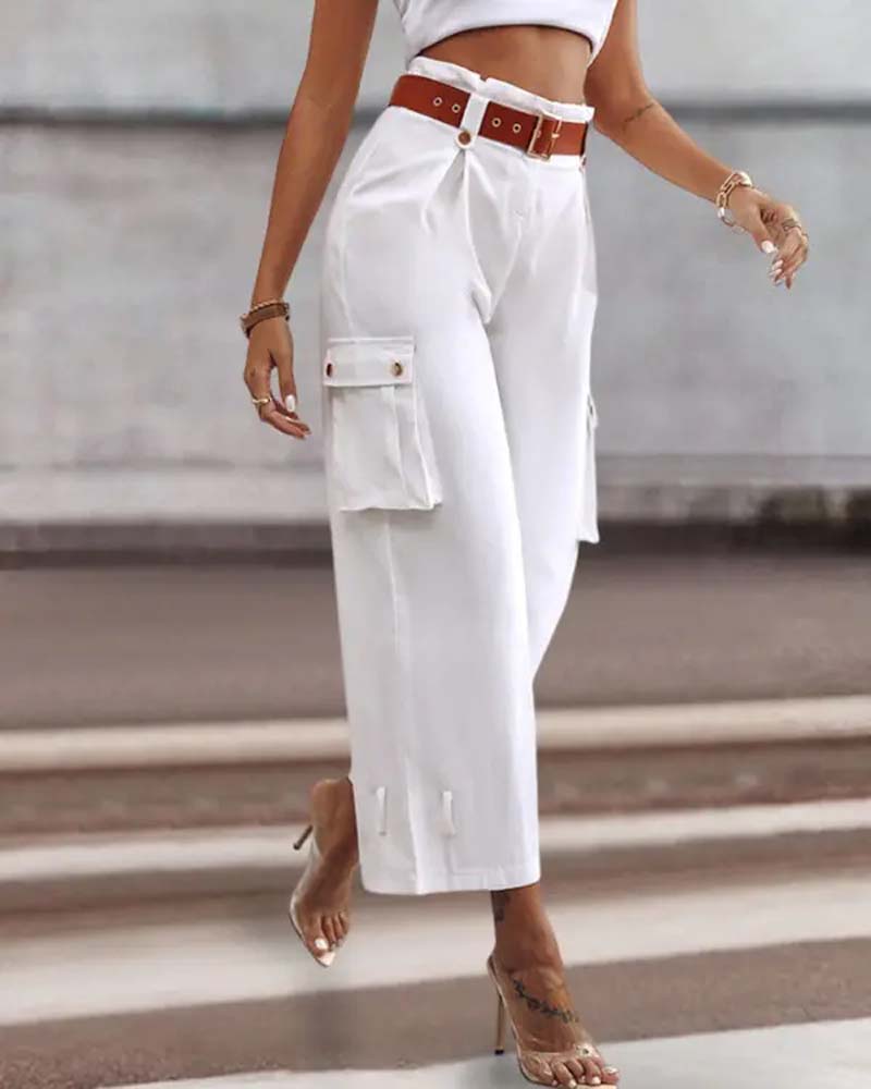 Hvide cargobukser med brede ben