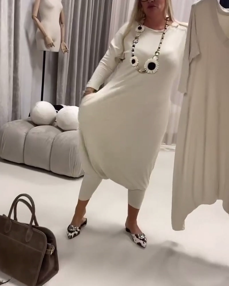 Jumpsuit Ensfarvet Langærmet Afslappet