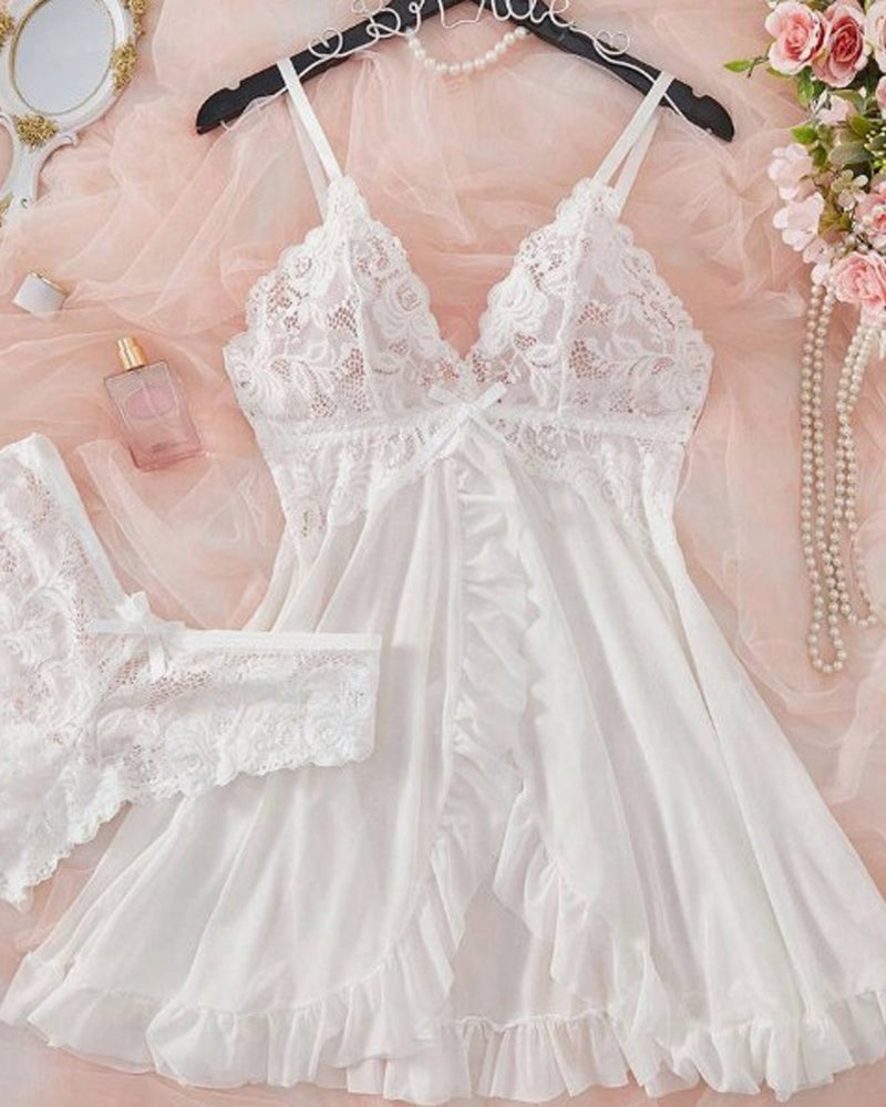 Gennemsigtigt Mesh-Sexet Natkjole-Sæt