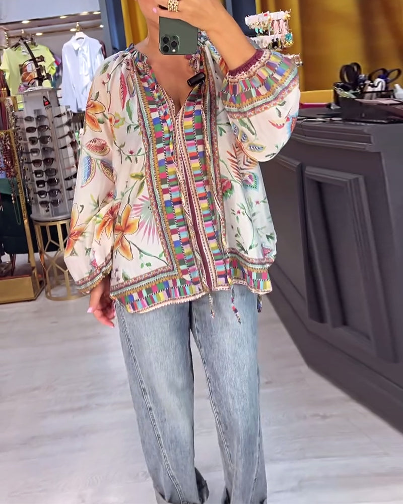 Bluse Sexet V-hals Modeprint