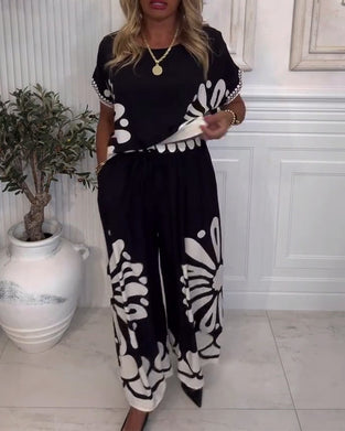 Sæt Temperament Printet Lomme Vidde Bukser