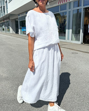 Sæt Enfarvet Bomuld Og Linned Casual