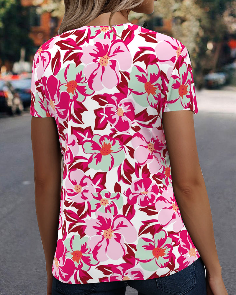 T-Shirt V-Hals Behagelig Kortærmet