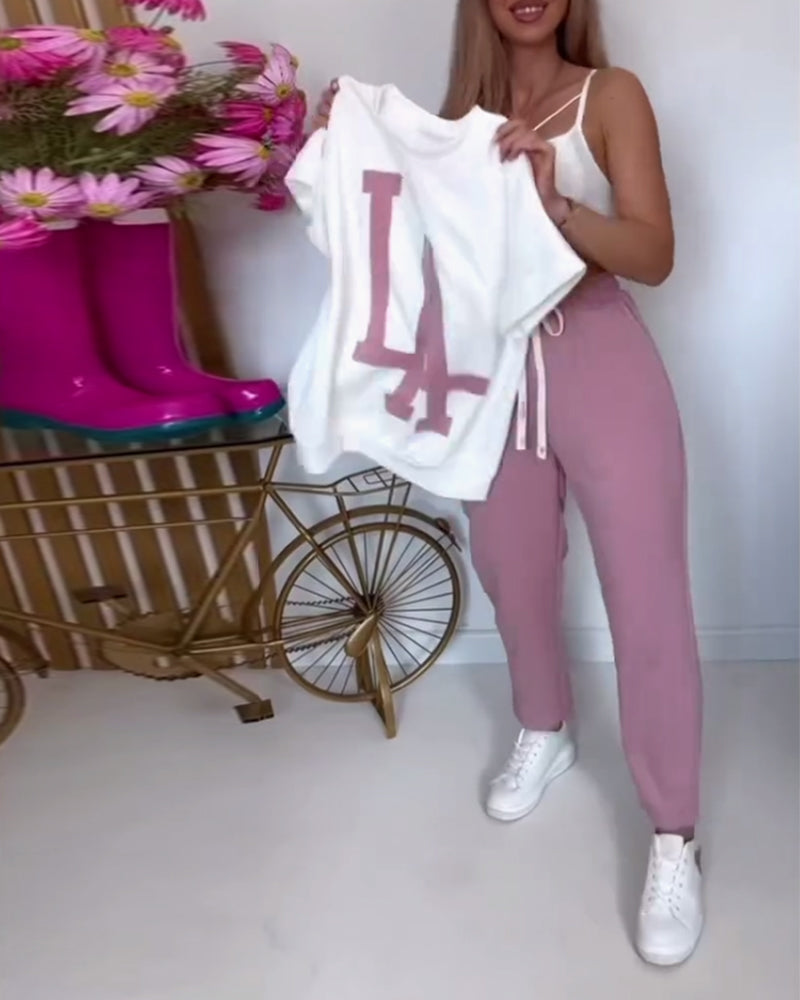 Sæt Casual Letter Print Sports