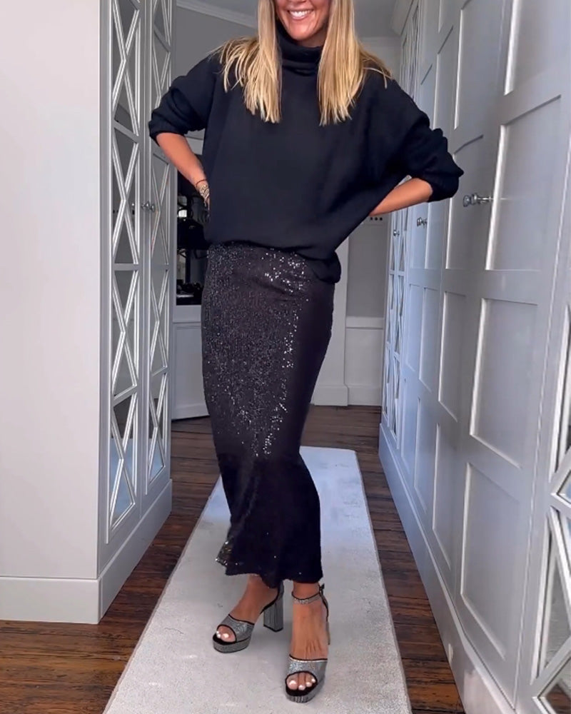 Ensfarvet enkel nederdel