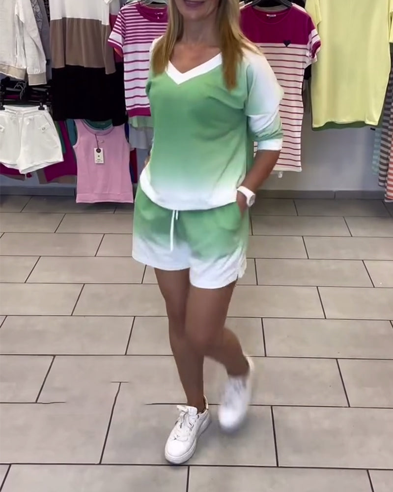 Sæt Langærmede V-Hals Gradient Sport