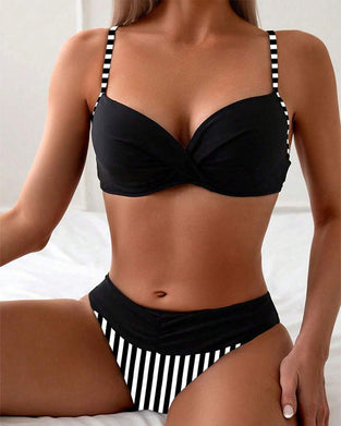 Bikini Sexet Stribet Kontrast Trekant