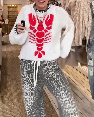 Sweater Langærmede Rejefarve Kontrast