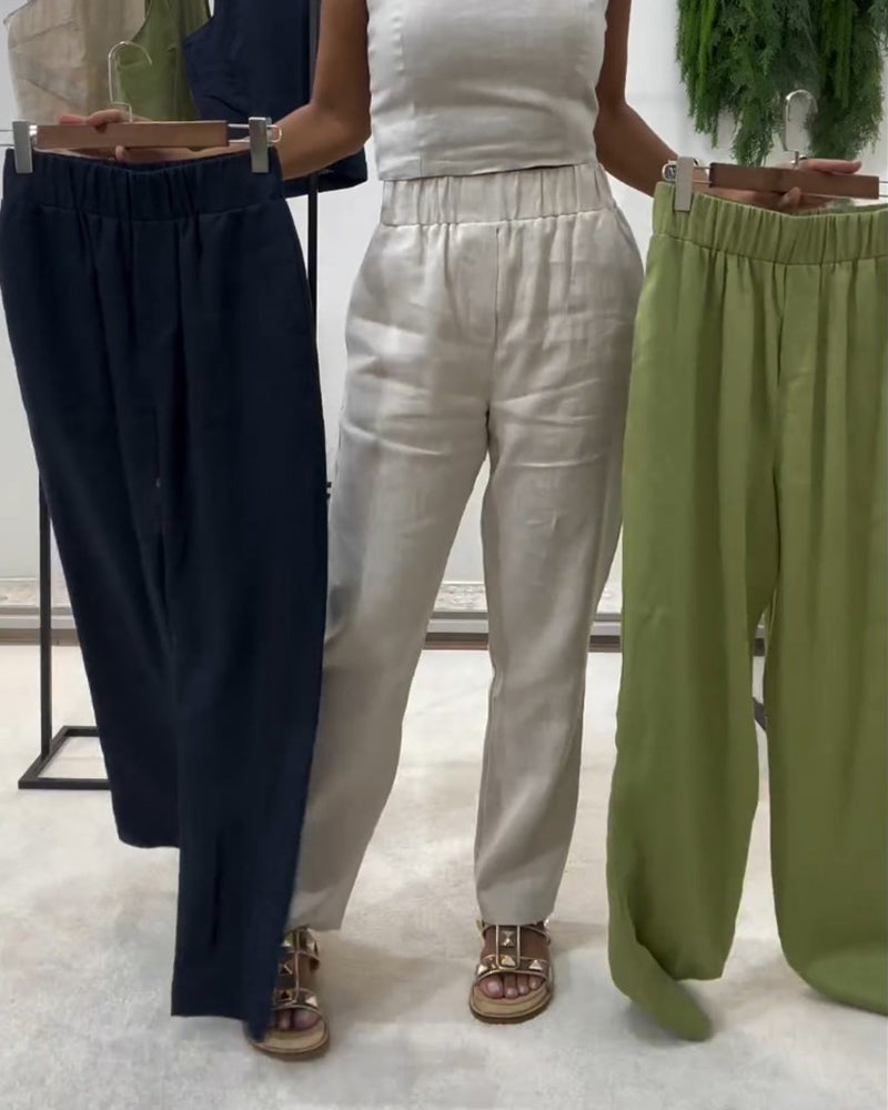 Ensfarvede behagelige fritidsbukser