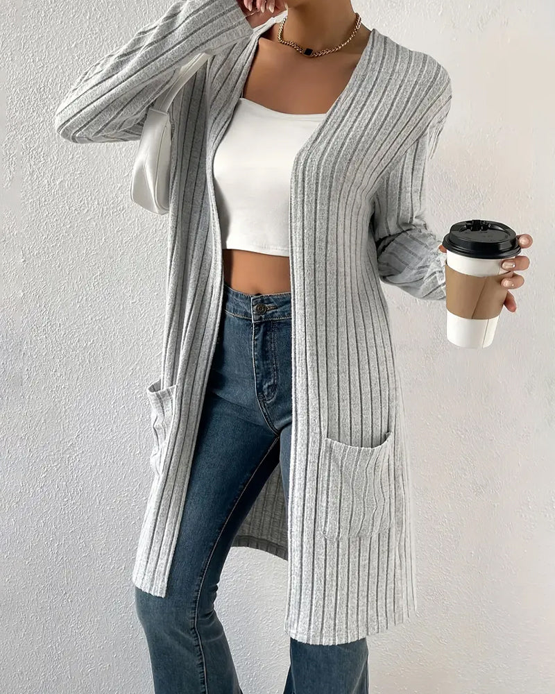 Frakke Stribet Midlangt Strikket