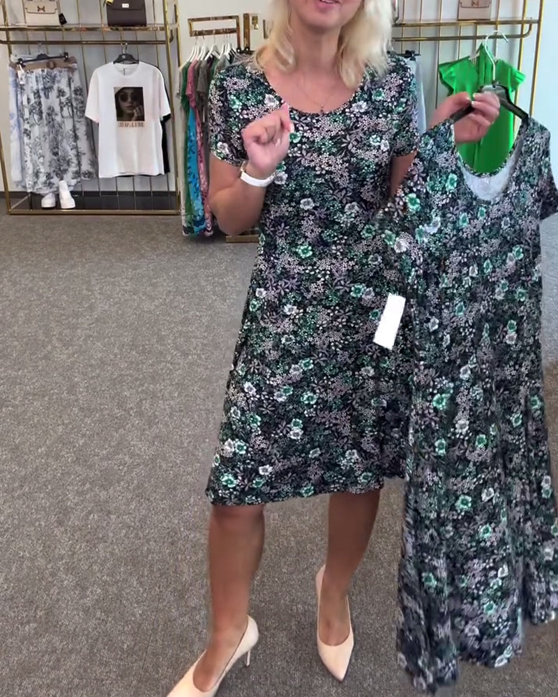 Kjole Stilfuld Slank Talje Trykt