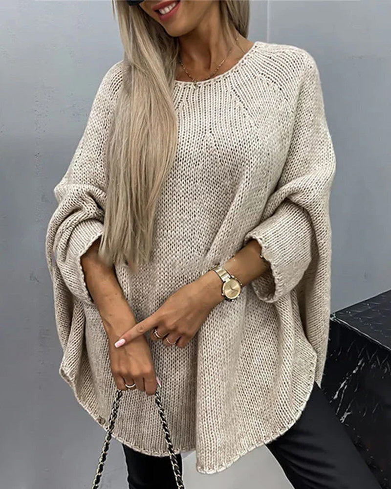 Elegant strikket cape sweater (Dame)