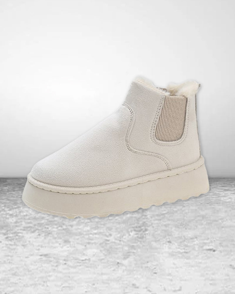 Ensfarvede snestøvler med tyk sål