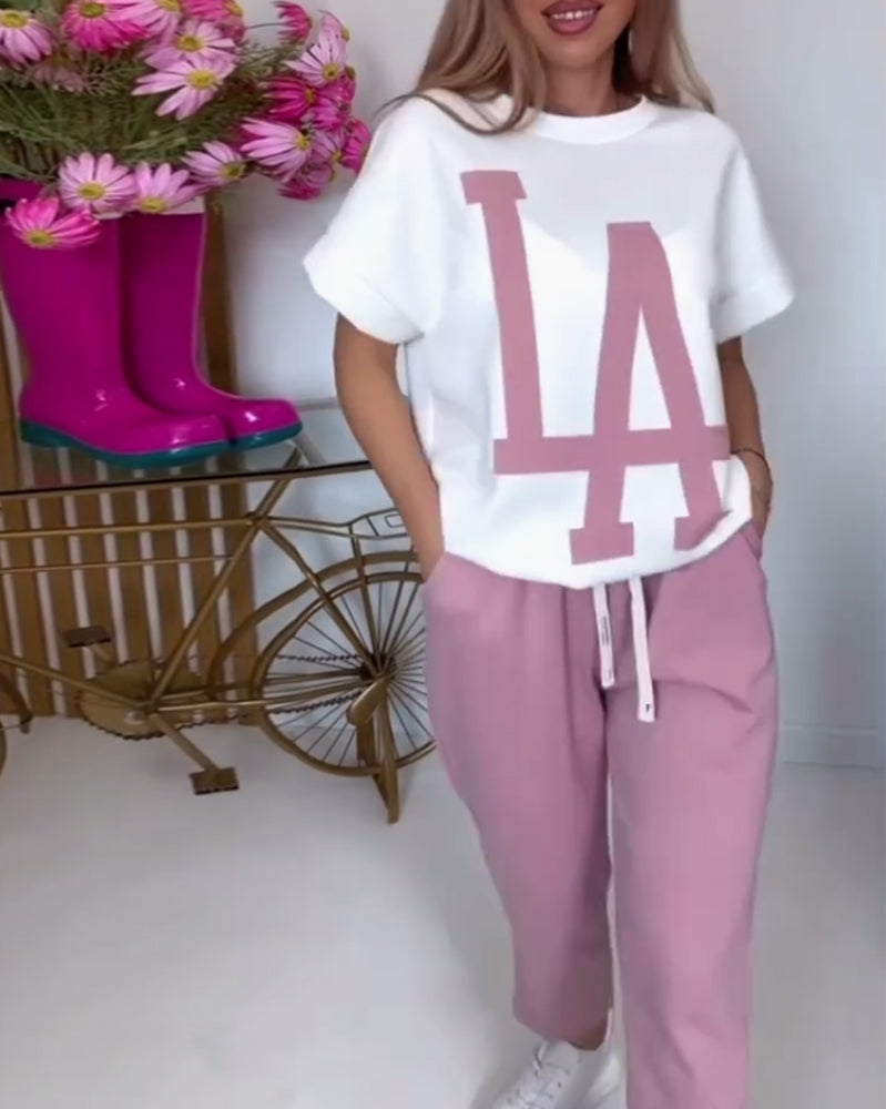 Sæt Casual Letter Print Sports