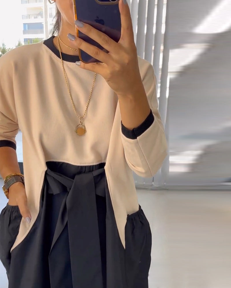 Afslappet kjole med patchworklommer