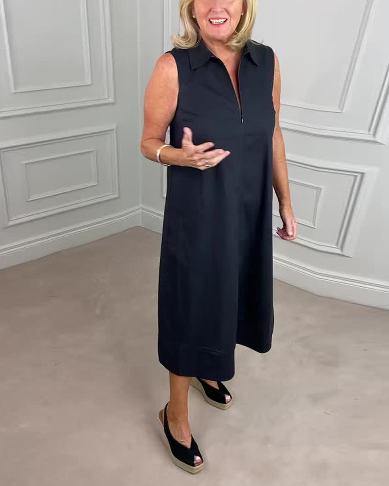 Sort hverdagskjole med skjortekrave