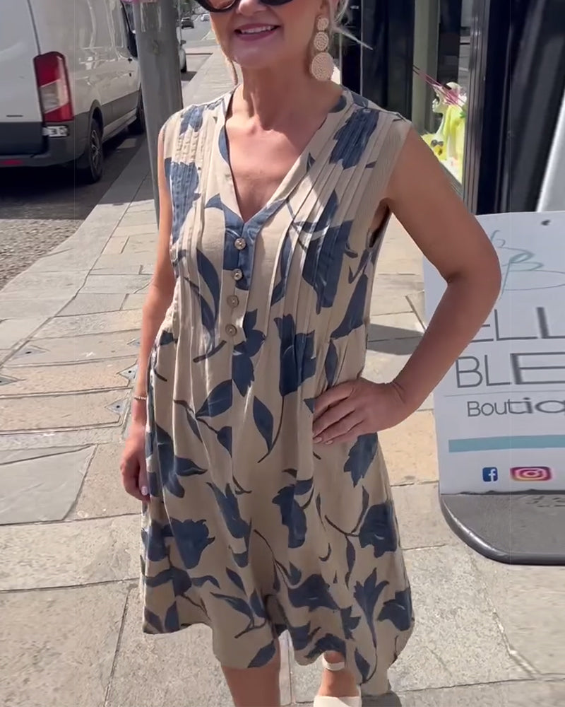 Kjole V-Hals Ærmeløs Trykt