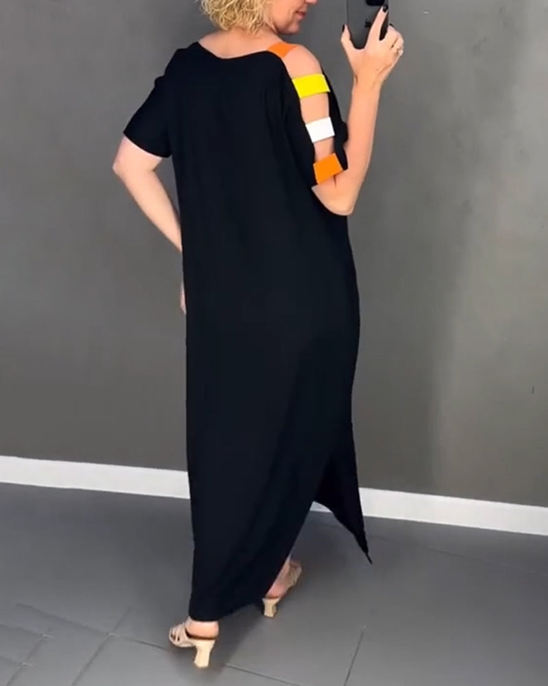 Kjole Kold Skulder Udhulning Print Slids