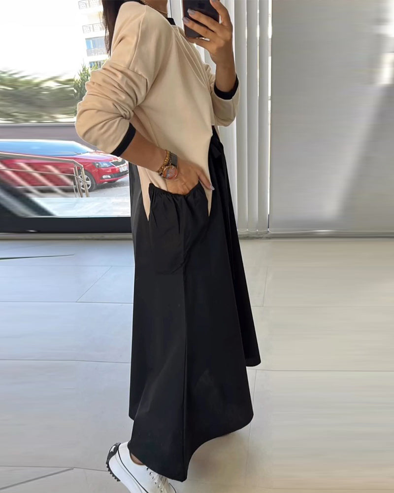 Afslappet kjole med patchworklommer