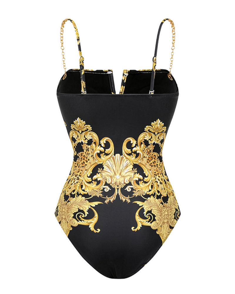 Badedragt Vintage Printed Mesh Solbeskyttelse