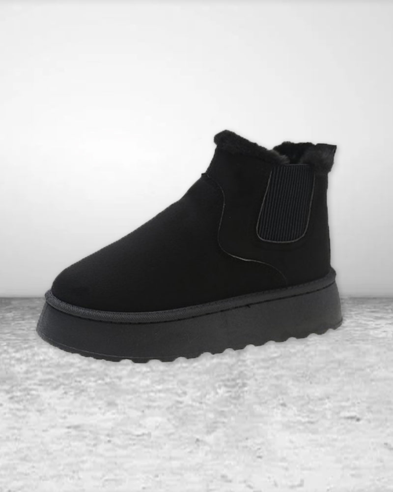 Ensfarvede snestøvler med tyk sål