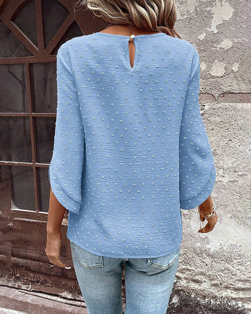 Prikket bluse i afslappet pasform