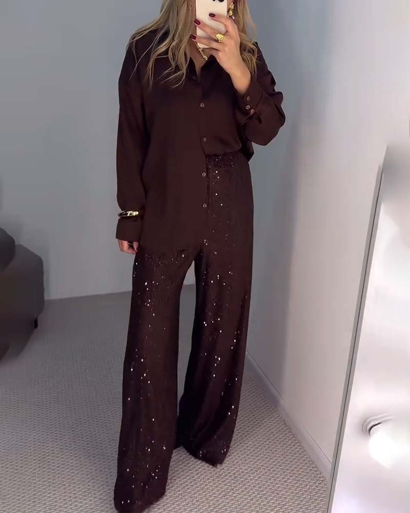 Bukser Casual Pailletter Vidde-ben