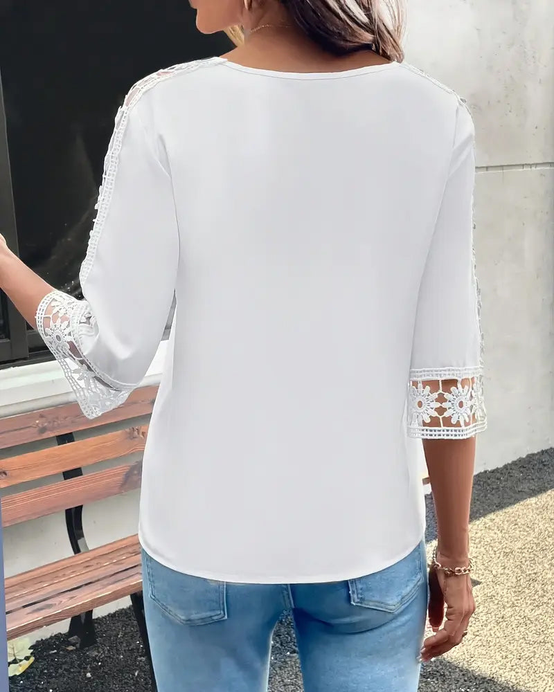 T-shirt Enfarvet Hul Krog Patchwork